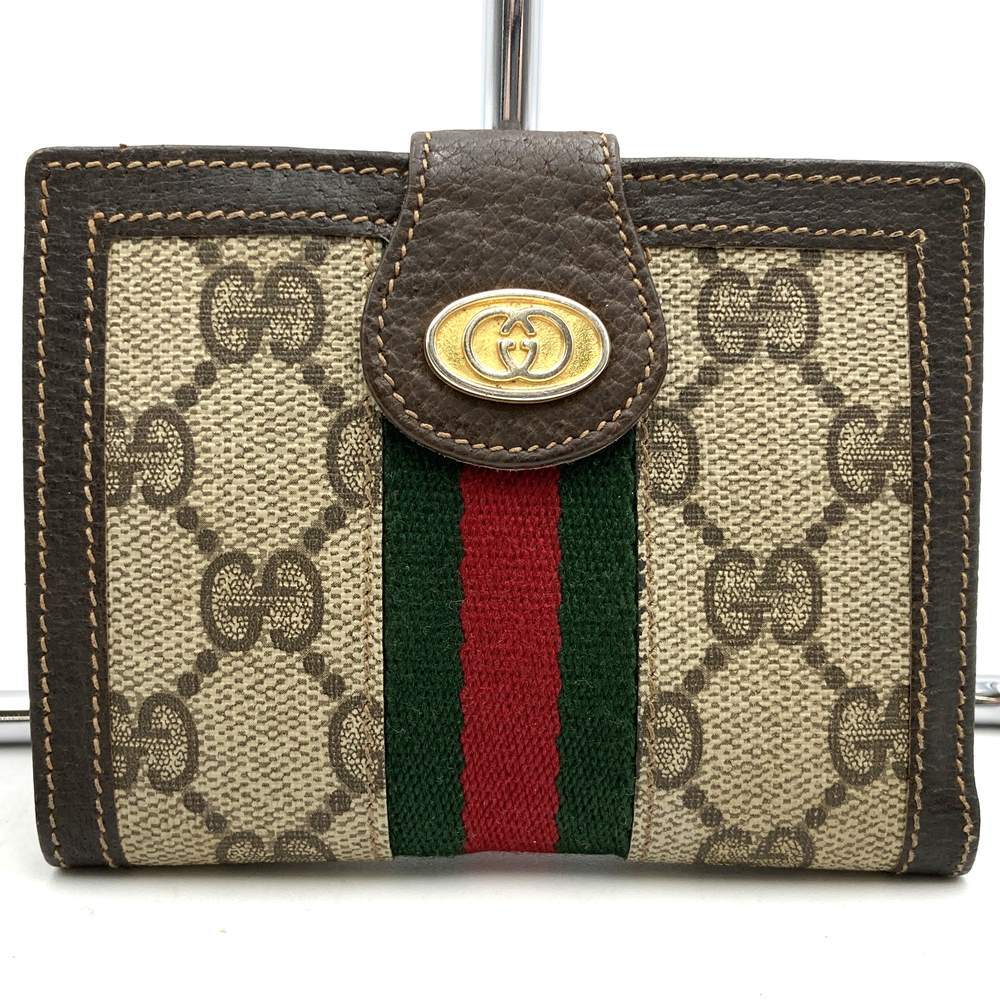 Vintage Gucci Sherry Line Bifold Wallet in Brown GG Supreme Canvas/Leather