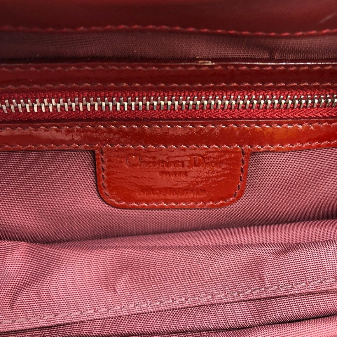 Dior Cannage Chain Shoulder Bag Handbag in Red Enamel/Leather