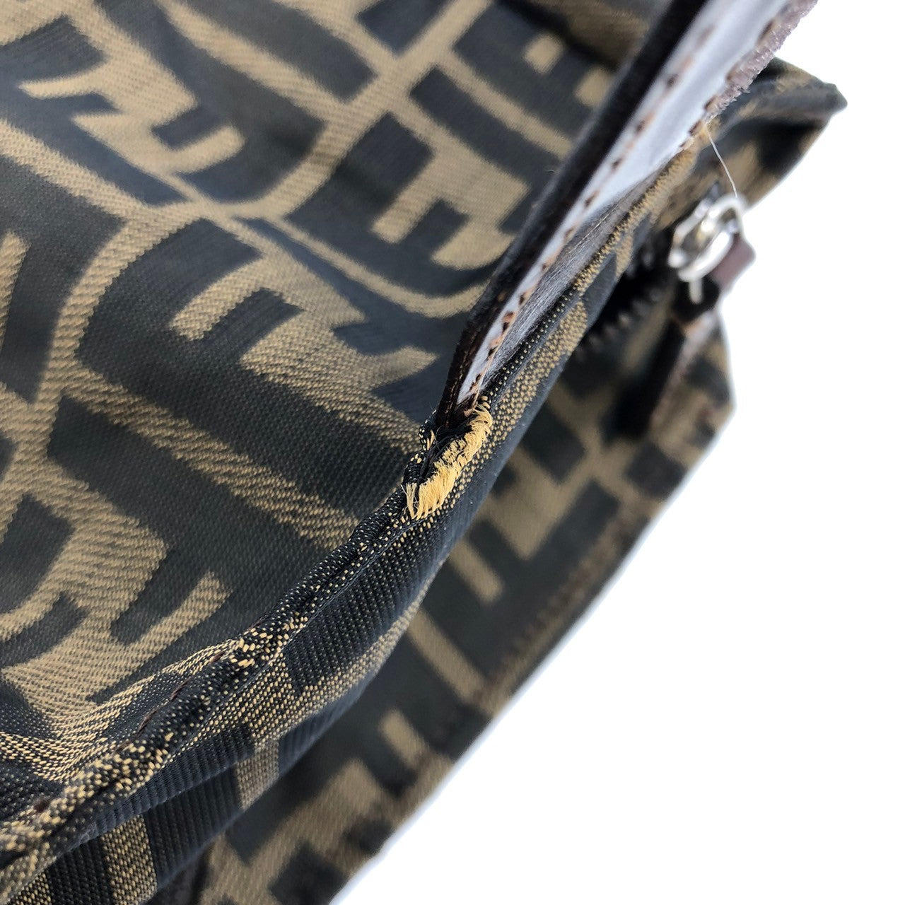 Fendi 2241-26539-098 Pouch Khaki/Brown Nylon/Leather