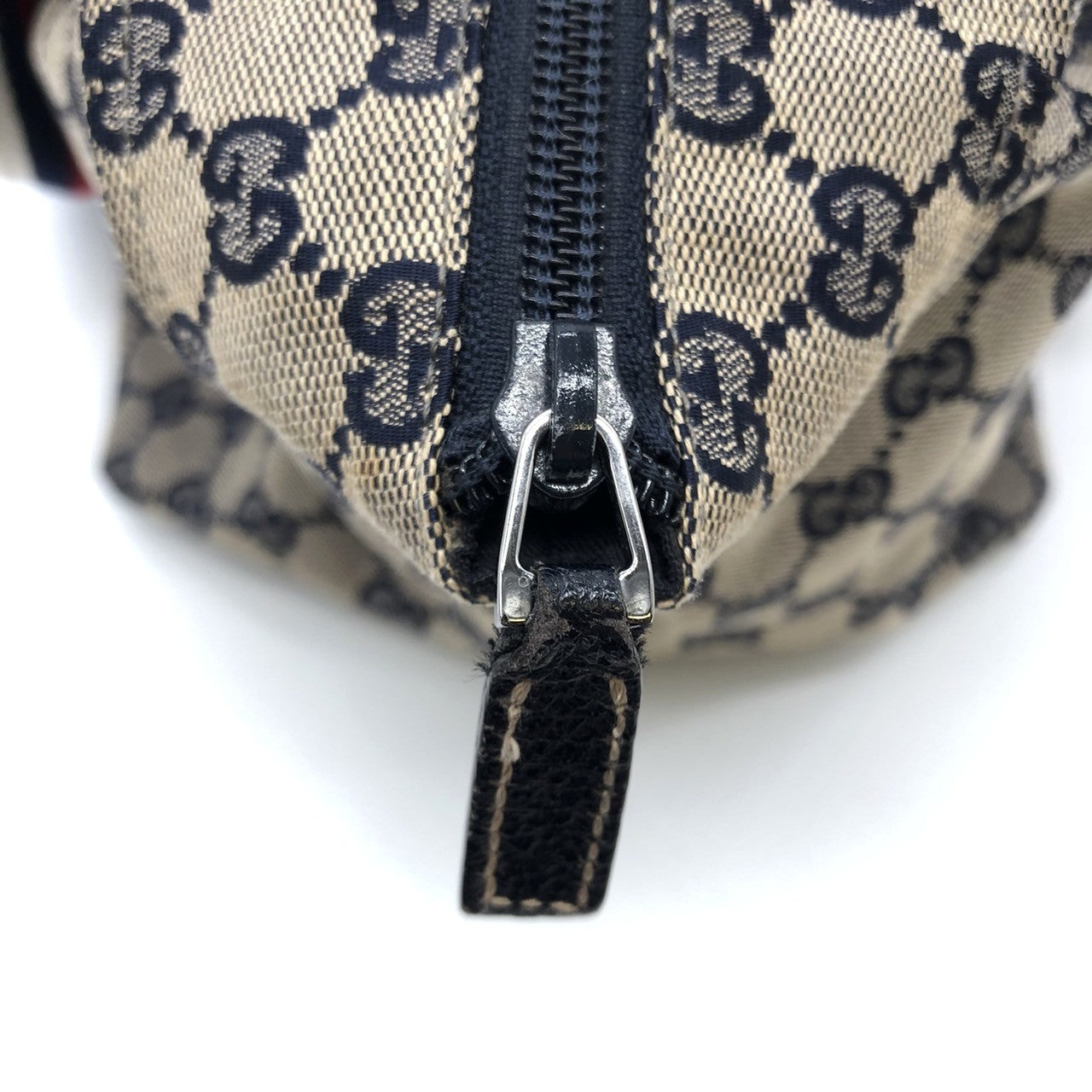 Gucci 131230 Tote Bag Navy Blue GG Canvas/Leather Sherry Line