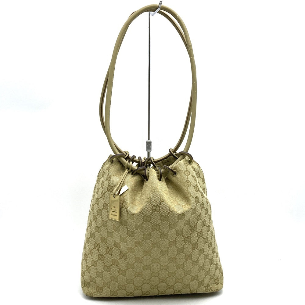 Gucci 90644 Shoulder Bag with Pouch, Beige GG Canvas with Gold Hardware