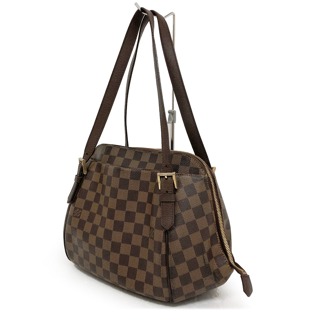 Louis Vuitton N51174 Belem MM Shoulder Bag in Damier Canvas/Leather Brown