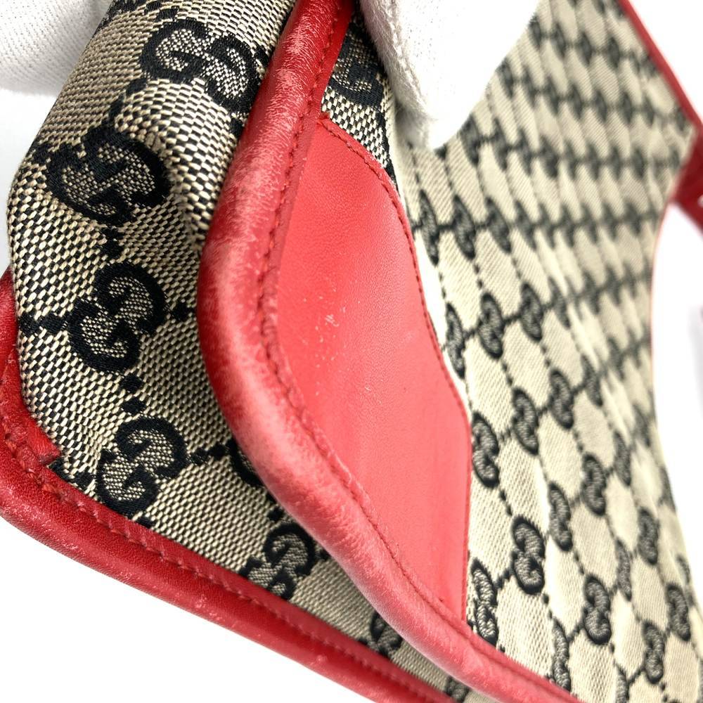 Gucci 001 4205 Shoulder Bag Brown/Red Brown/GG Canvas/Leather Brand Item Used