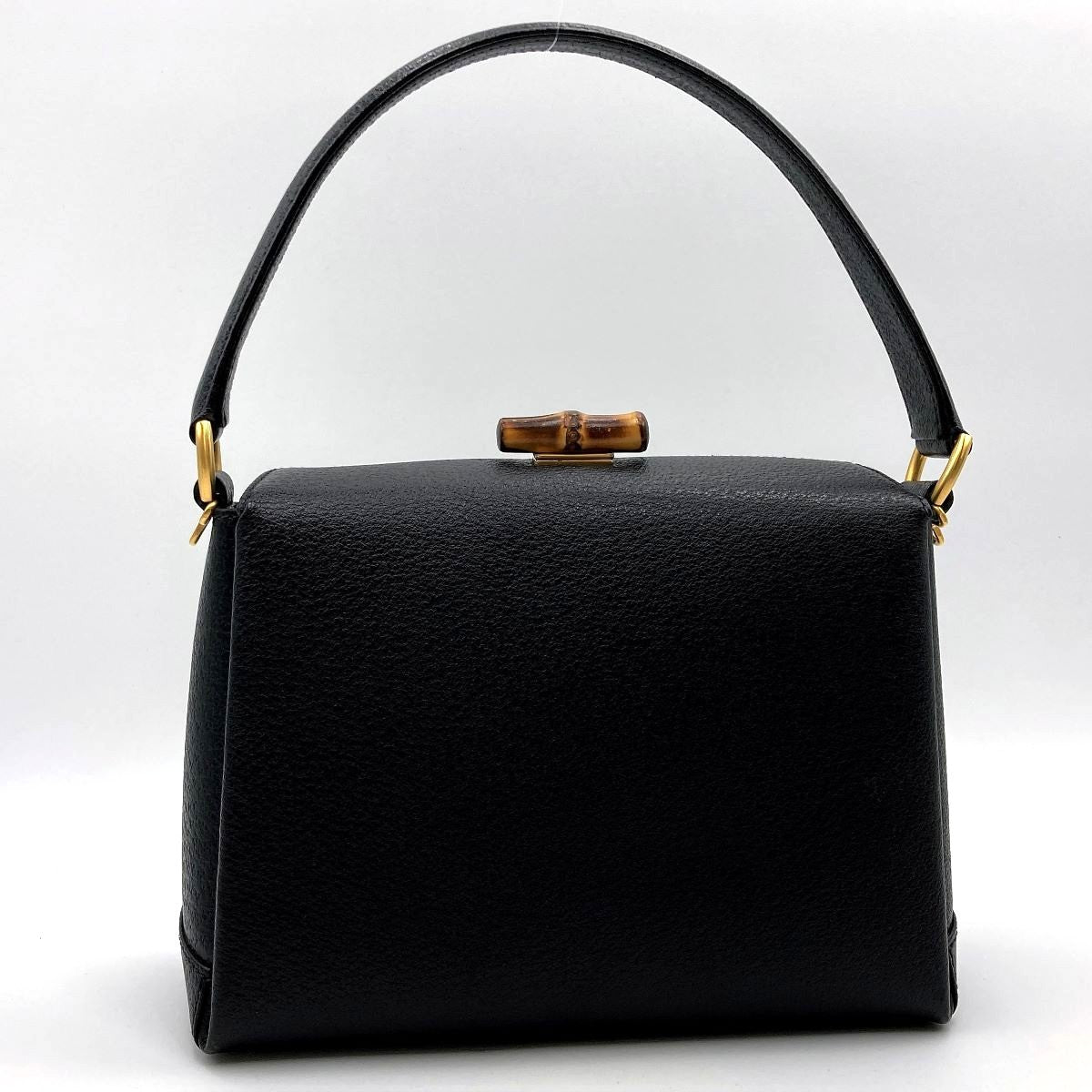 Gucci 000 2046 Bamboo Turnlock Handbag in Old Gucci Leather and Black