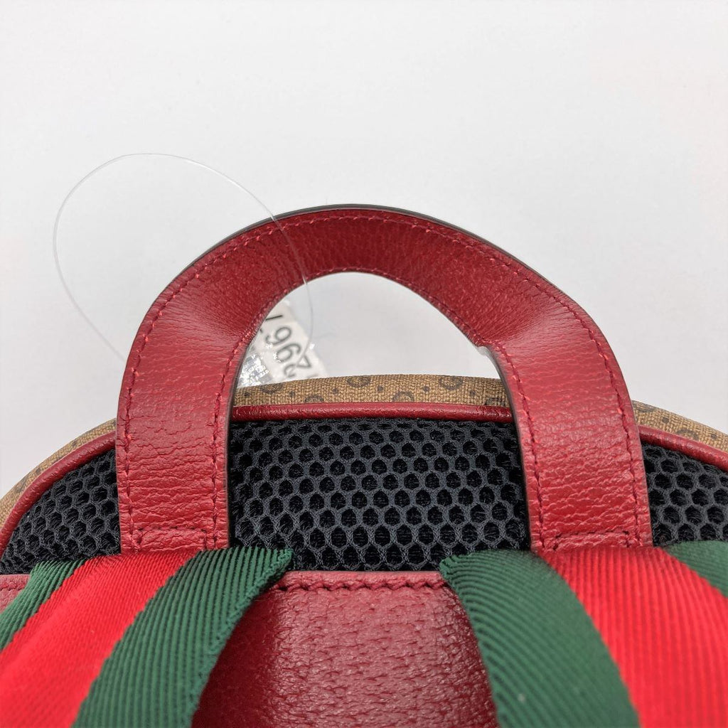 Gucci 647816 Doraemon Collaboration Backpack Mini GG Supreme PVC x Leather Brown Red