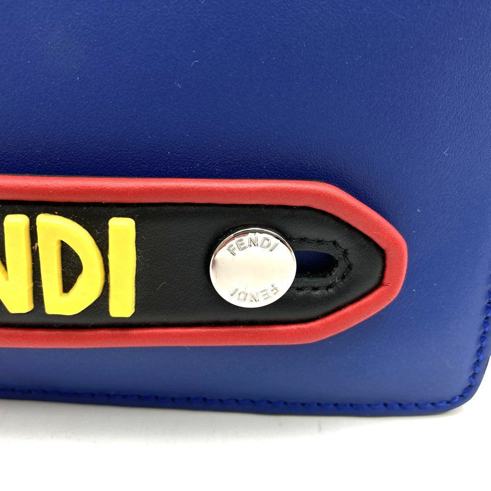 Fendi 7VA350 Vocabulary Clutch Bag THINK Second Bag Pouch Blue Leather