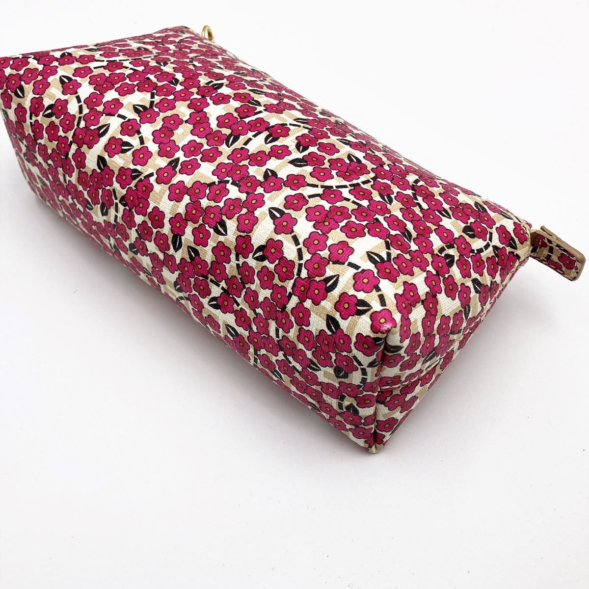 Rare /// Fendi 7N0038 Makeup Pouch Zucchino Floral Print Beige Pink