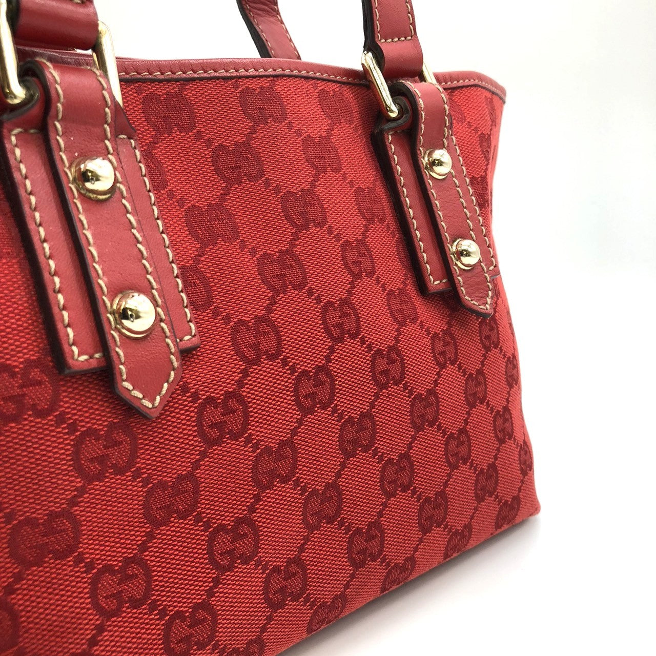 Gucci 257249 Handbag Mini Bag Small Red GG Canvas/Leather