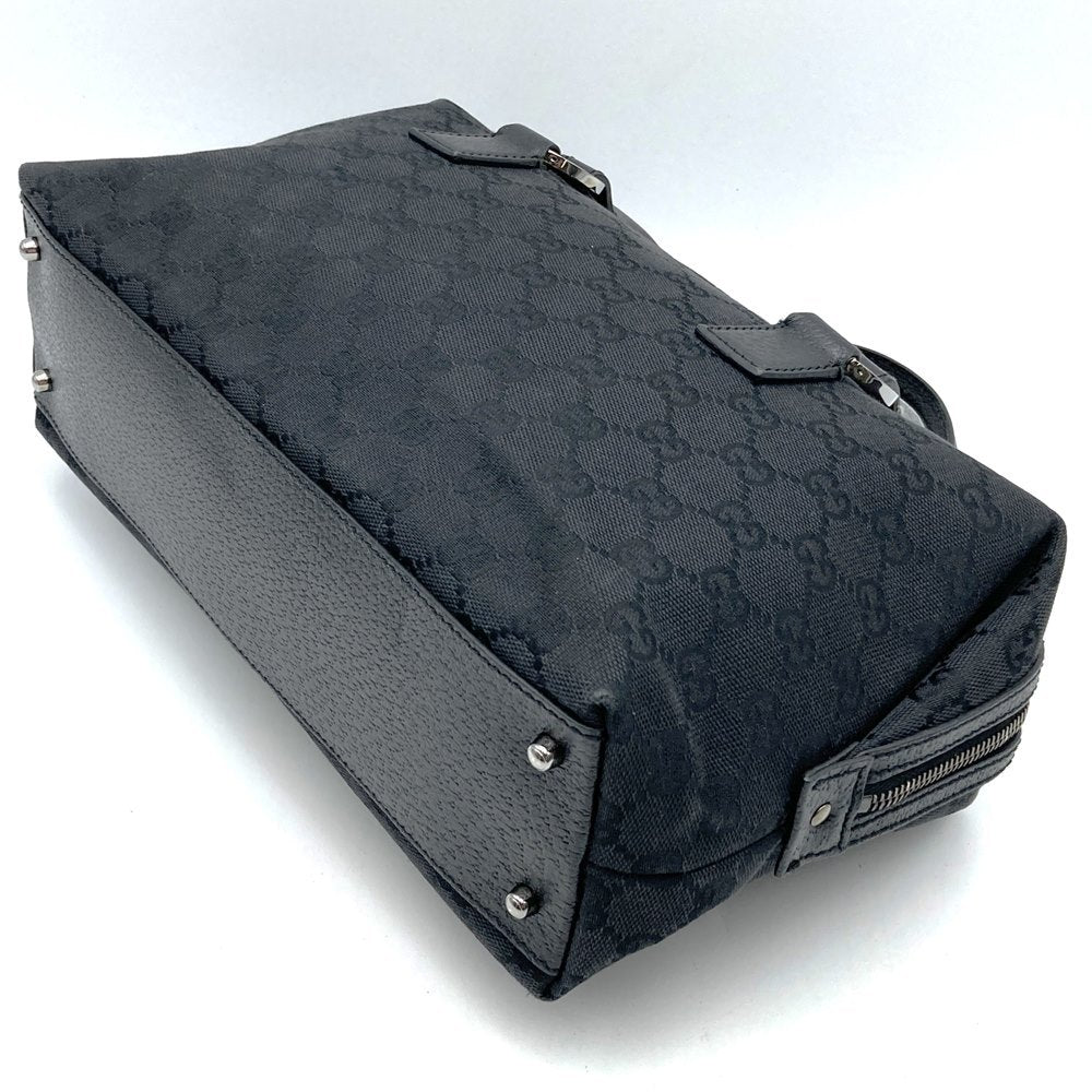 Gucci 113009 Handbag Black GG Canvas/Leather Luxury Brand