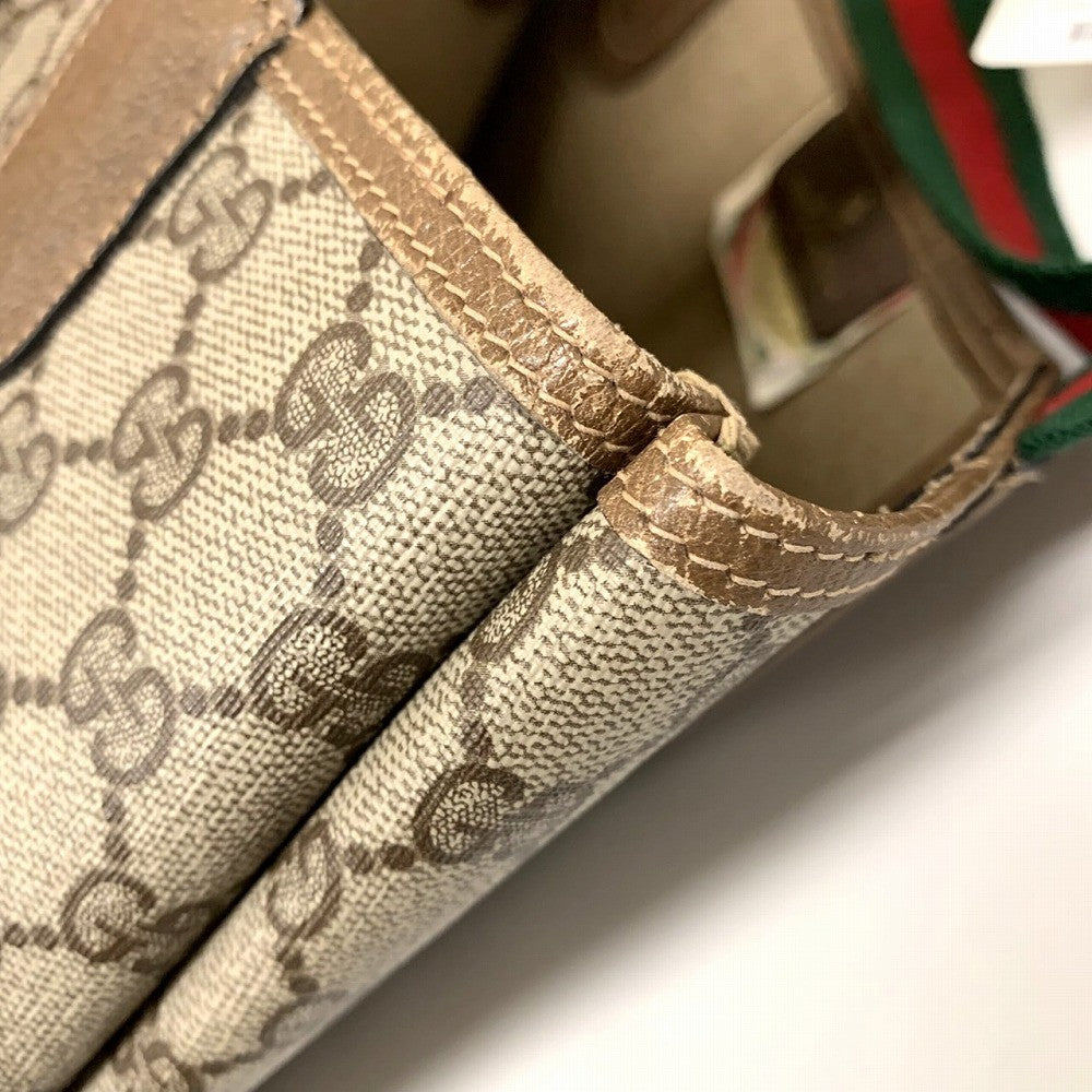 Old Gucci 39 02 003 Large Tote/Shoulder Bag, Sherry Line, GG, PVC/Leather, Brown