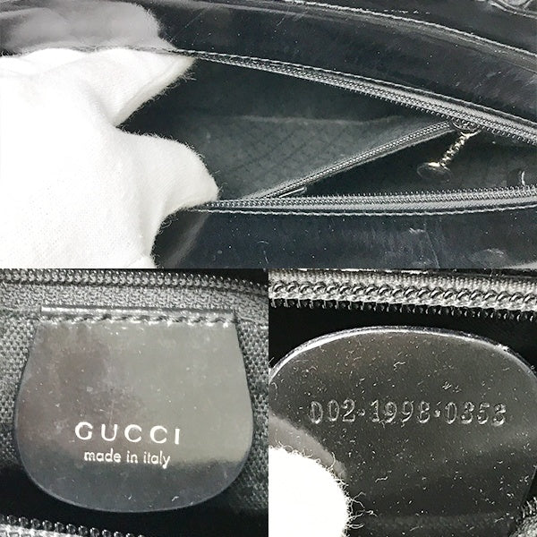 Gucci 002 1998 0353 Bamboo Tote Bag Handbag Nylon and Leather Black Old Gucci