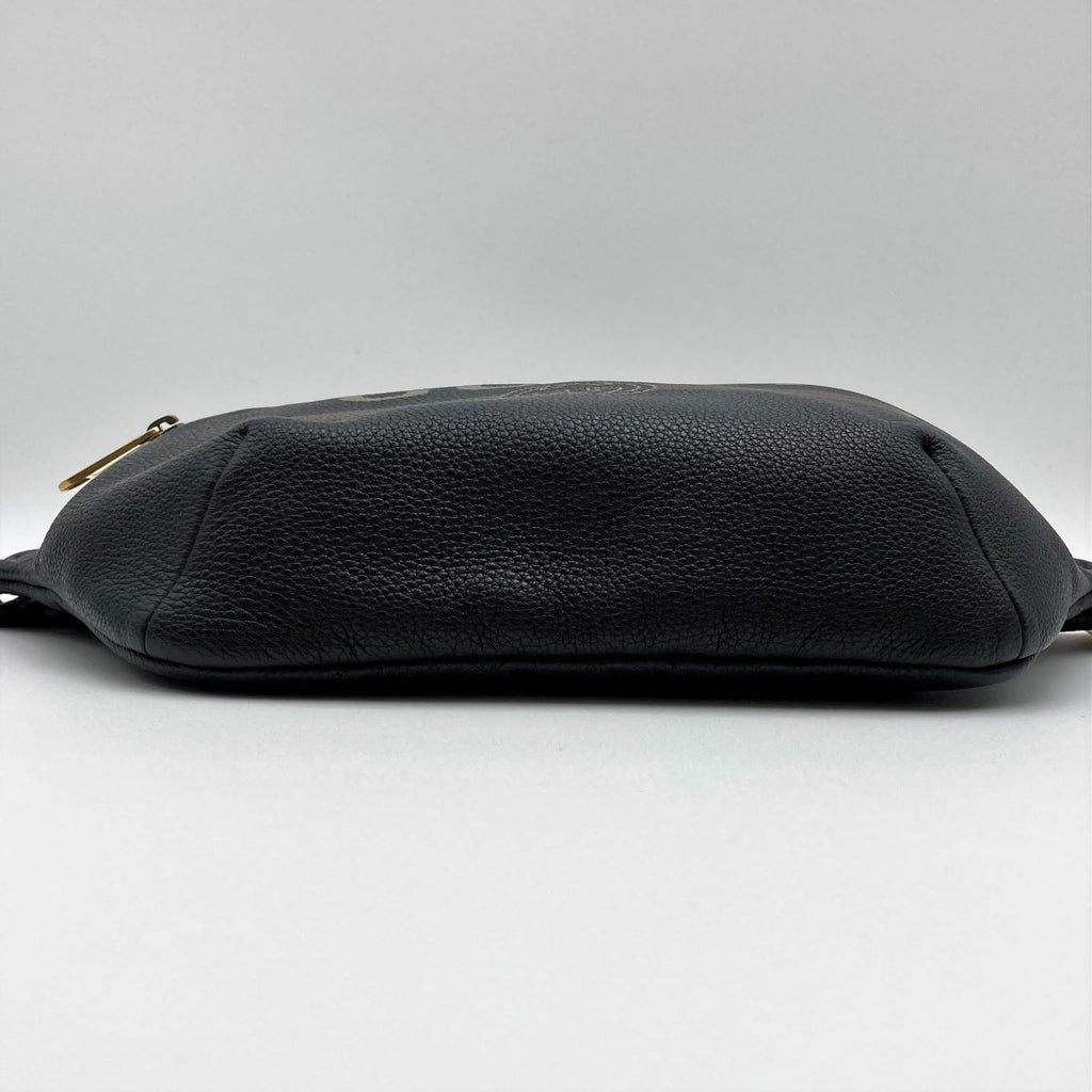 Gucci 493869 Sherry Line Waist Bag/Waist Pouch in Black Leather