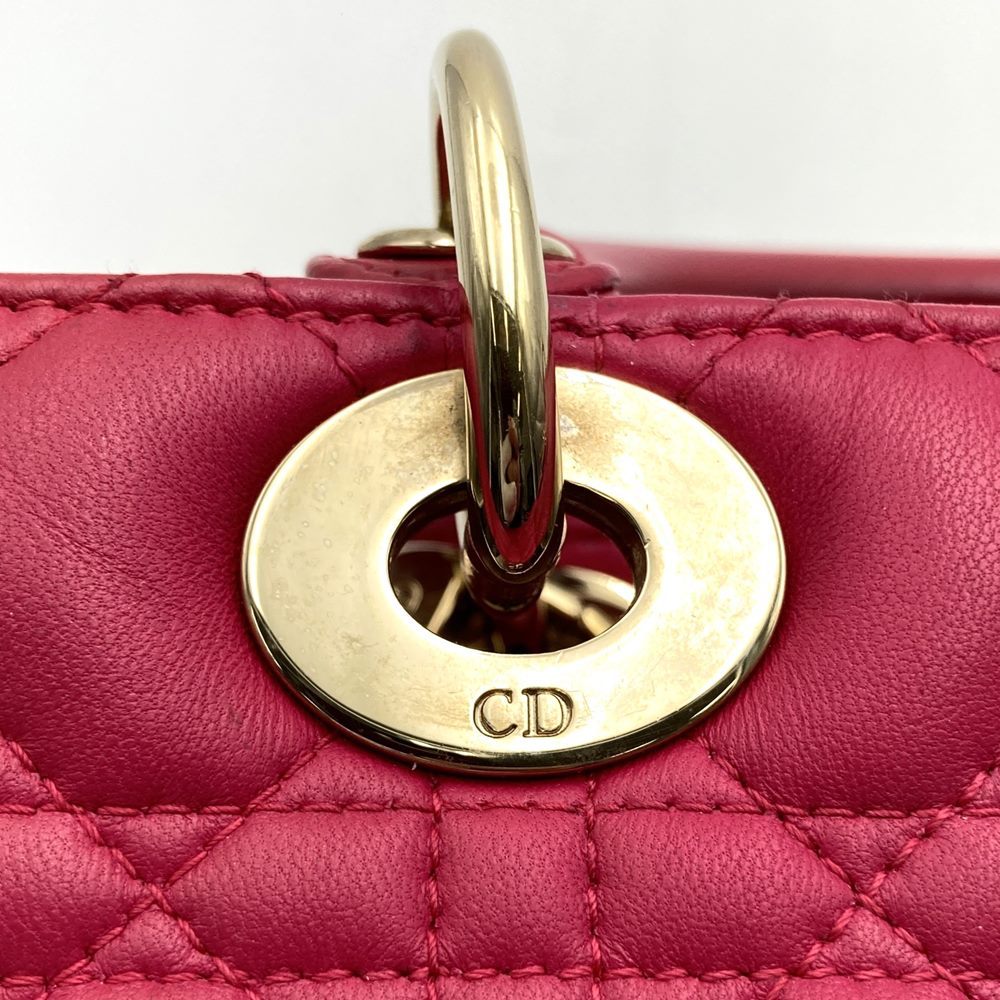 Dior Lady Dior Medium 2-Way Shoulder Bag/Handbag in Pink Leather with Gold Hardware