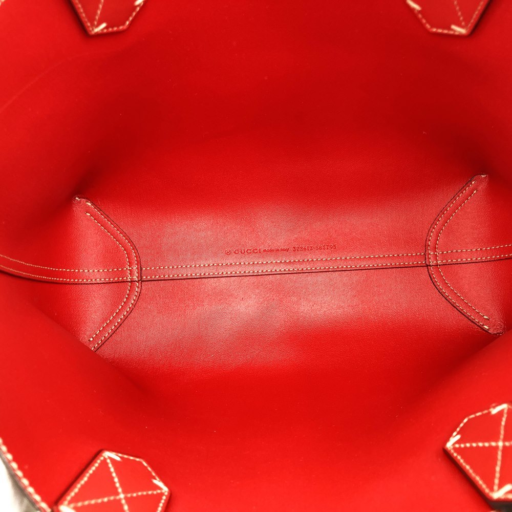 Gucci 372613 Reversible Tote Bag in Red, Brown, PVC and Leather