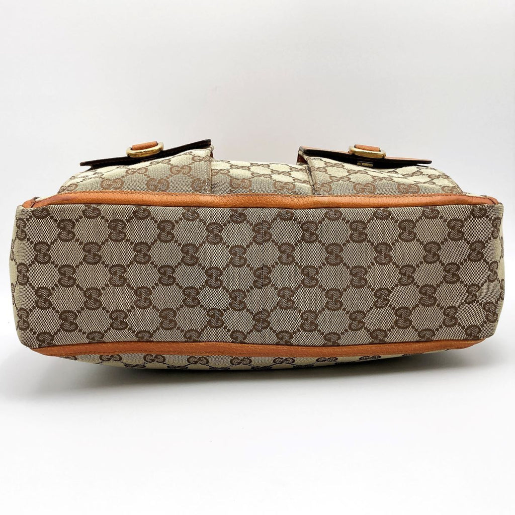 Gucci 146247 Tote Bag GG Canvas Leather Brown Beige