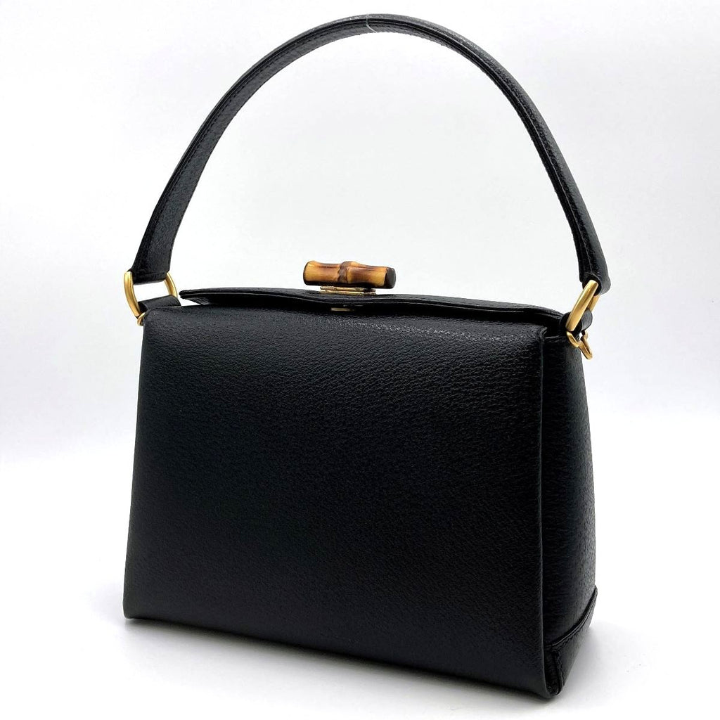 Gucci 000 2046 Bamboo Turnlock Handbag in Old Gucci Leather and Black