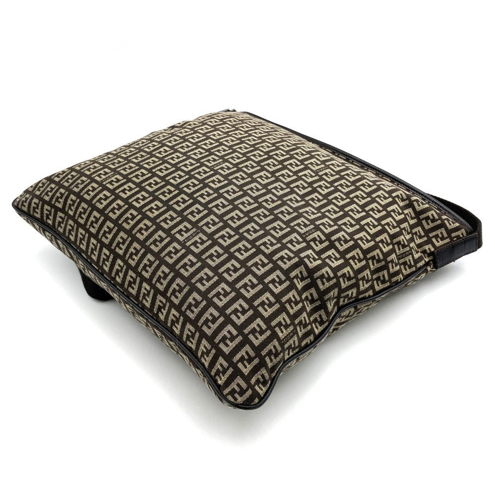 Fendi Zucchino Shoulder Bag, No Gusset, Crossbody Bag, Brown Canvas and Leather