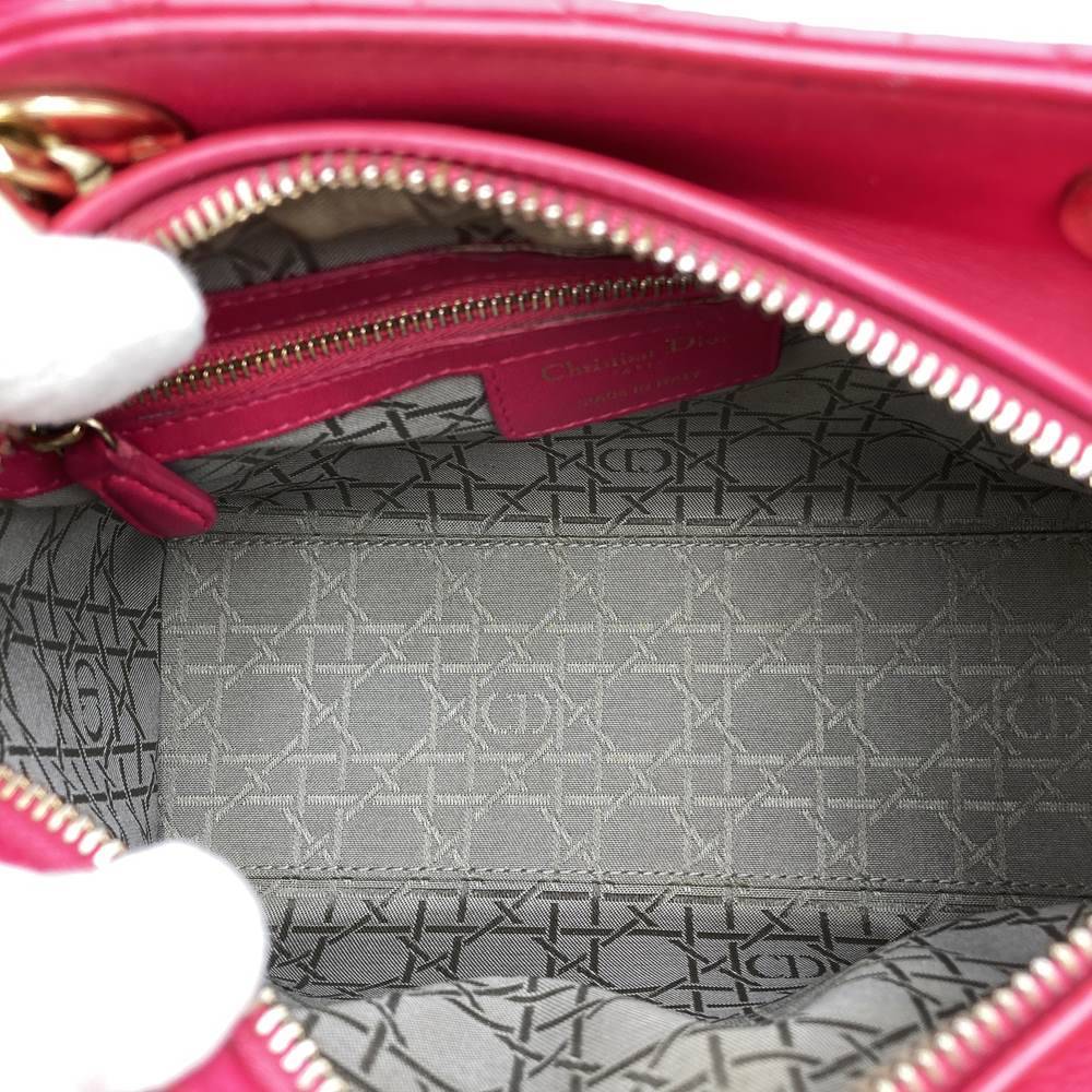 Dior Lady Dior Medium 2-Way Shoulder Bag/Handbag in Pink Leather with Gold Hardware