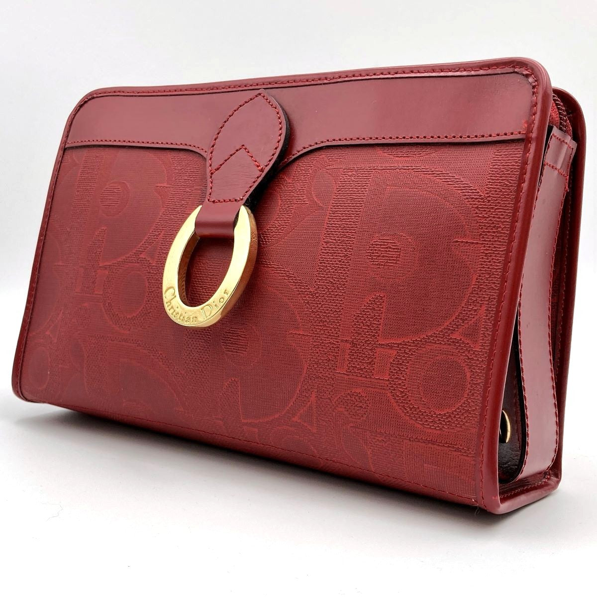 Dior clutch bag/second bag, all-over print, PVC, red