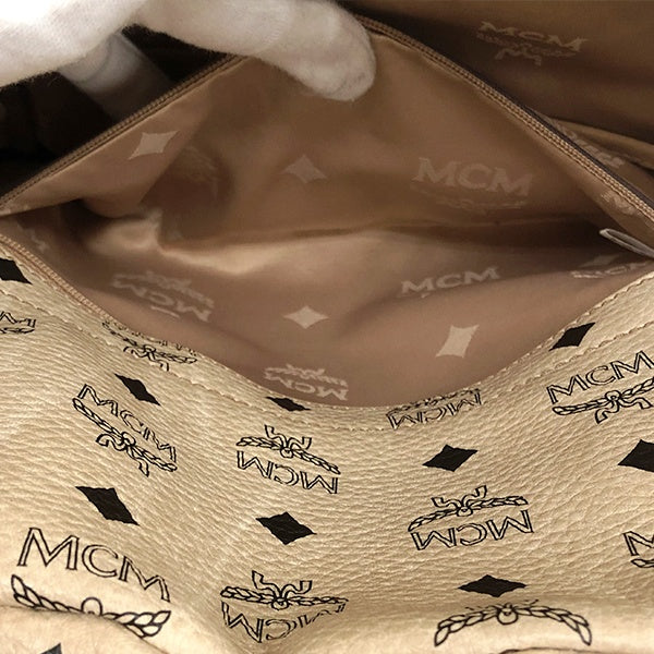 MCM Backpack/Daypack Bag in Visetos Studded Leather Beige for Women, Perfect for School