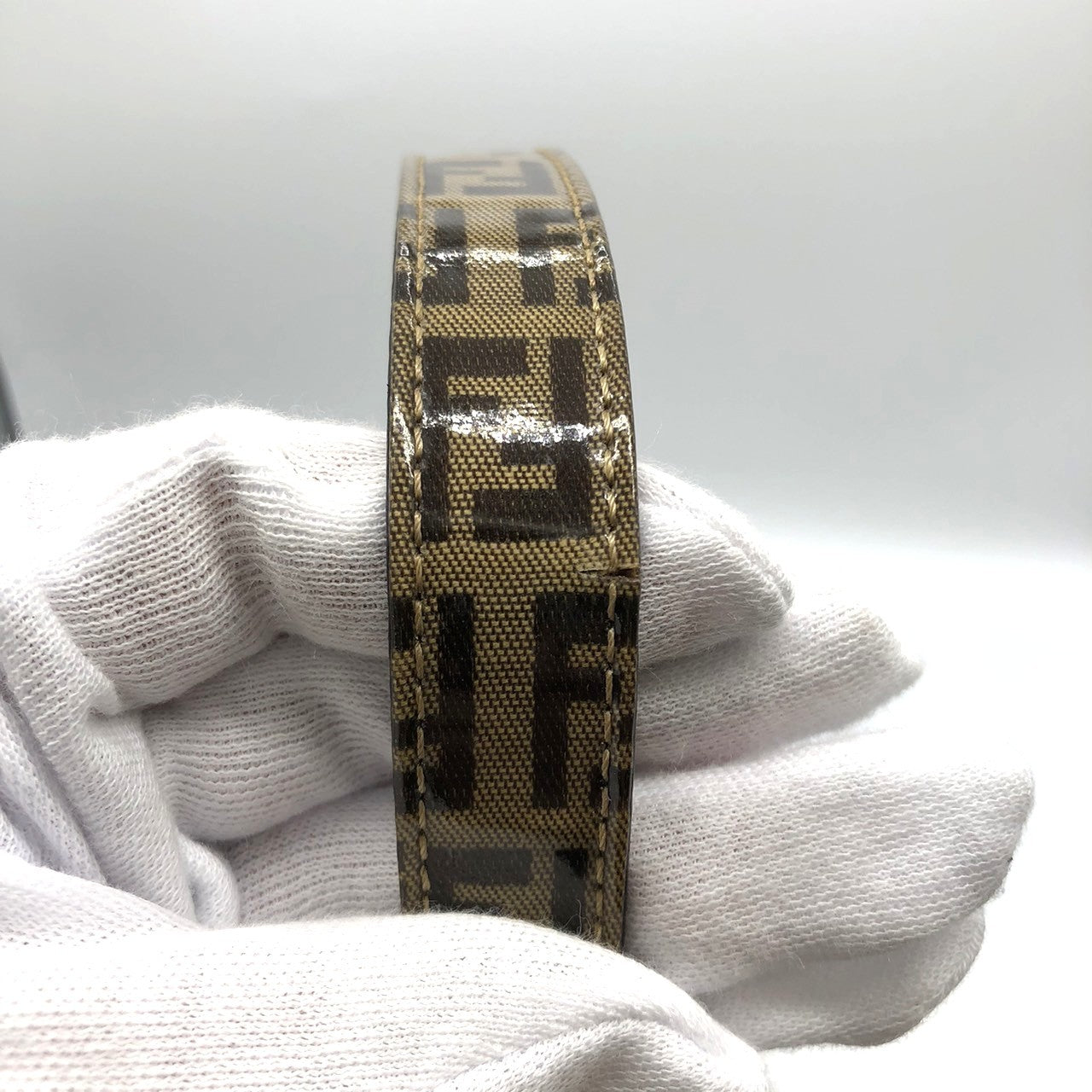 Fendi Mamma Baguette Shoulder Bag in Brown Nylon/Leather with Zucchino Print