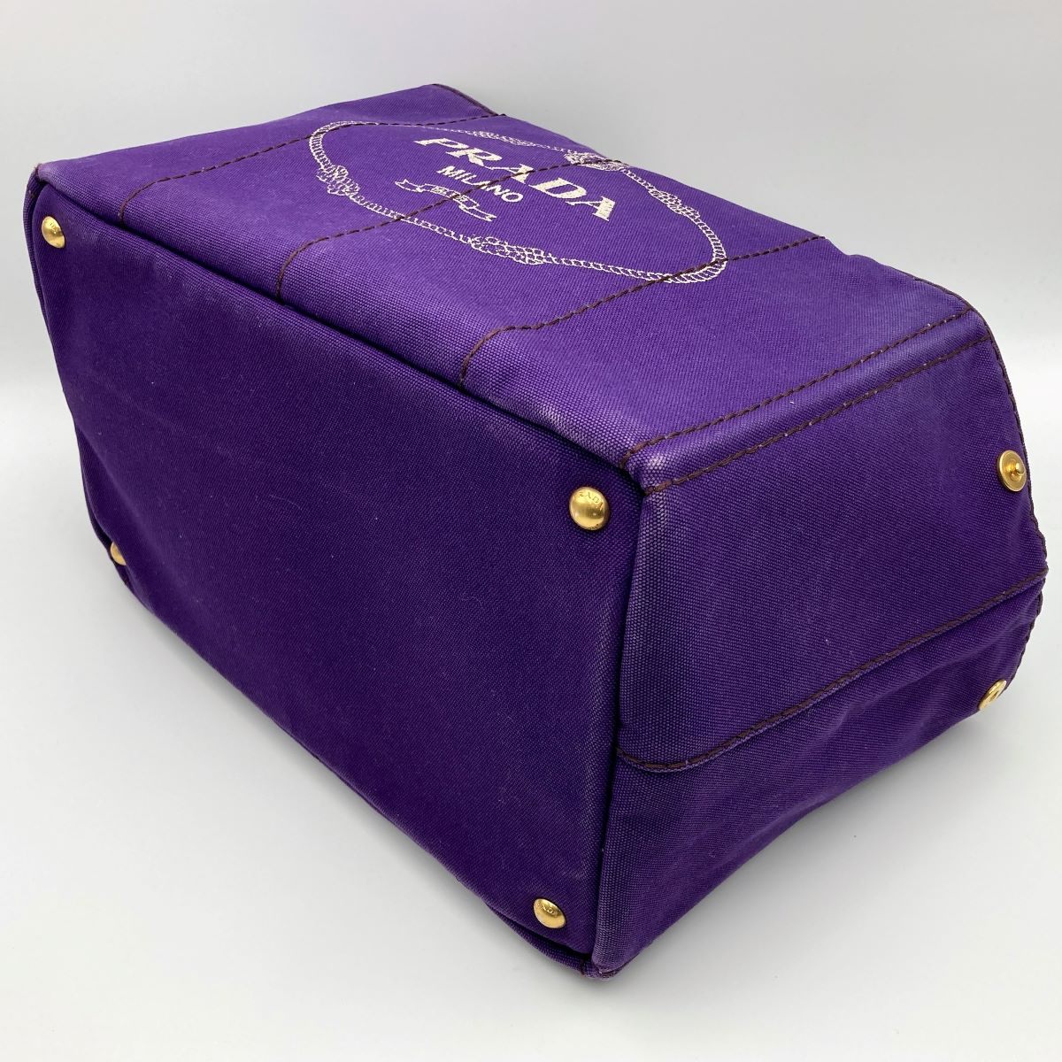 Prada BN1872 Canapa Large Tote Bag Handbag in Denim Purple
