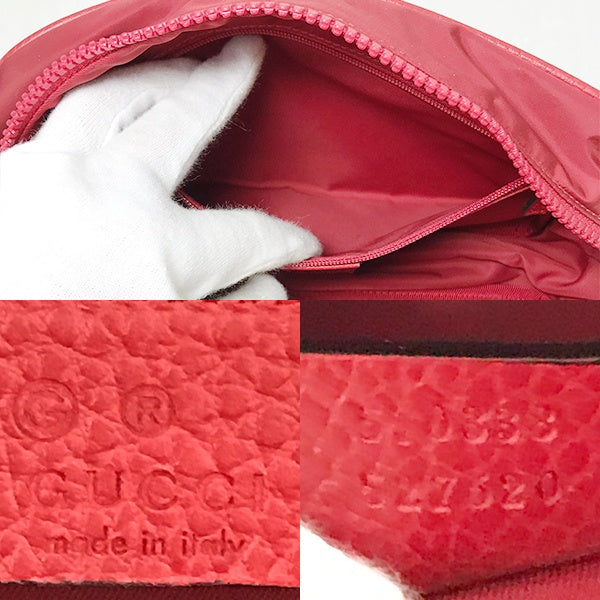 Pre-owned Gucci 510338 GG Line Second Bag Pouch in Red Nylon/Leather