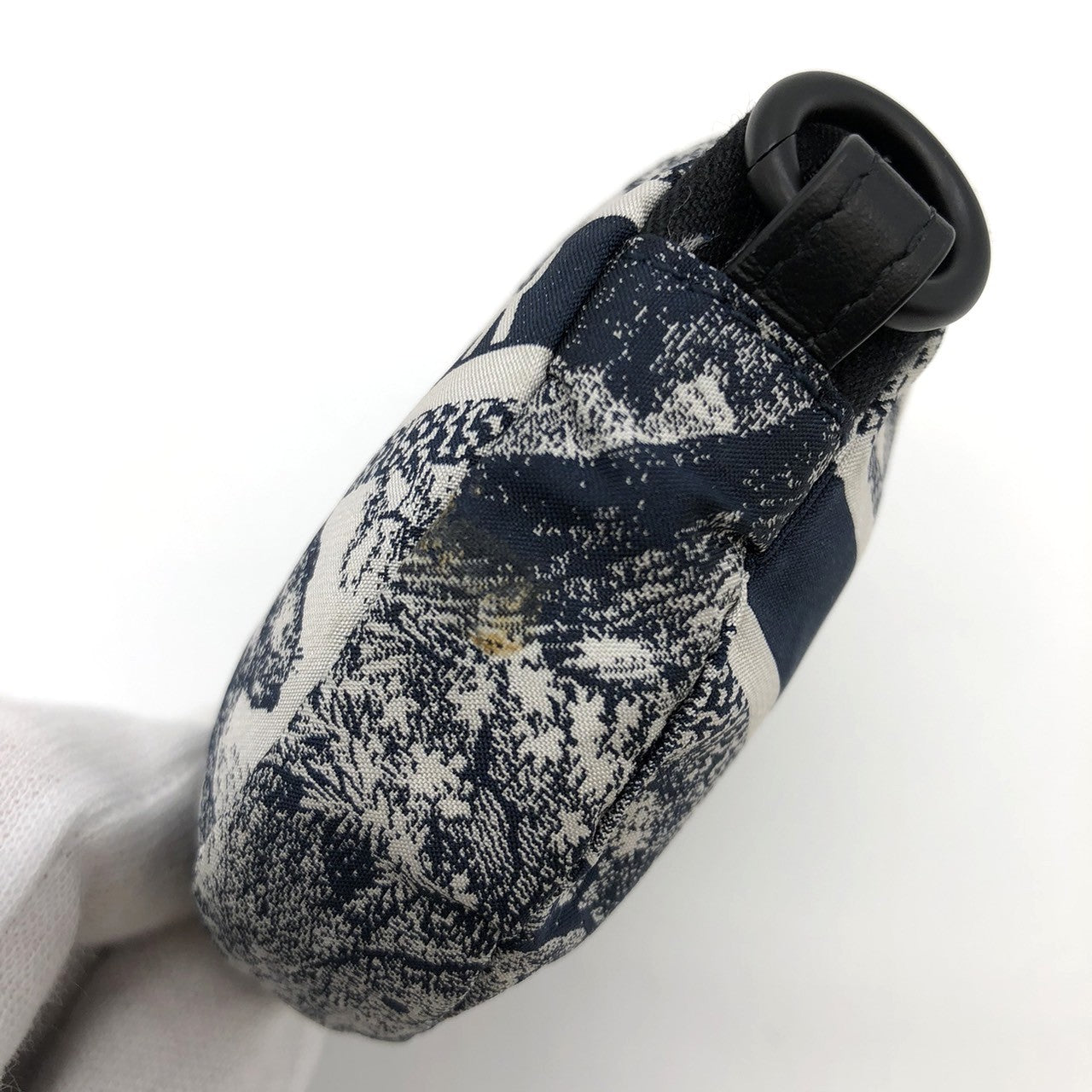 Christian Dior coin case in white/blue with tiger print on fabric