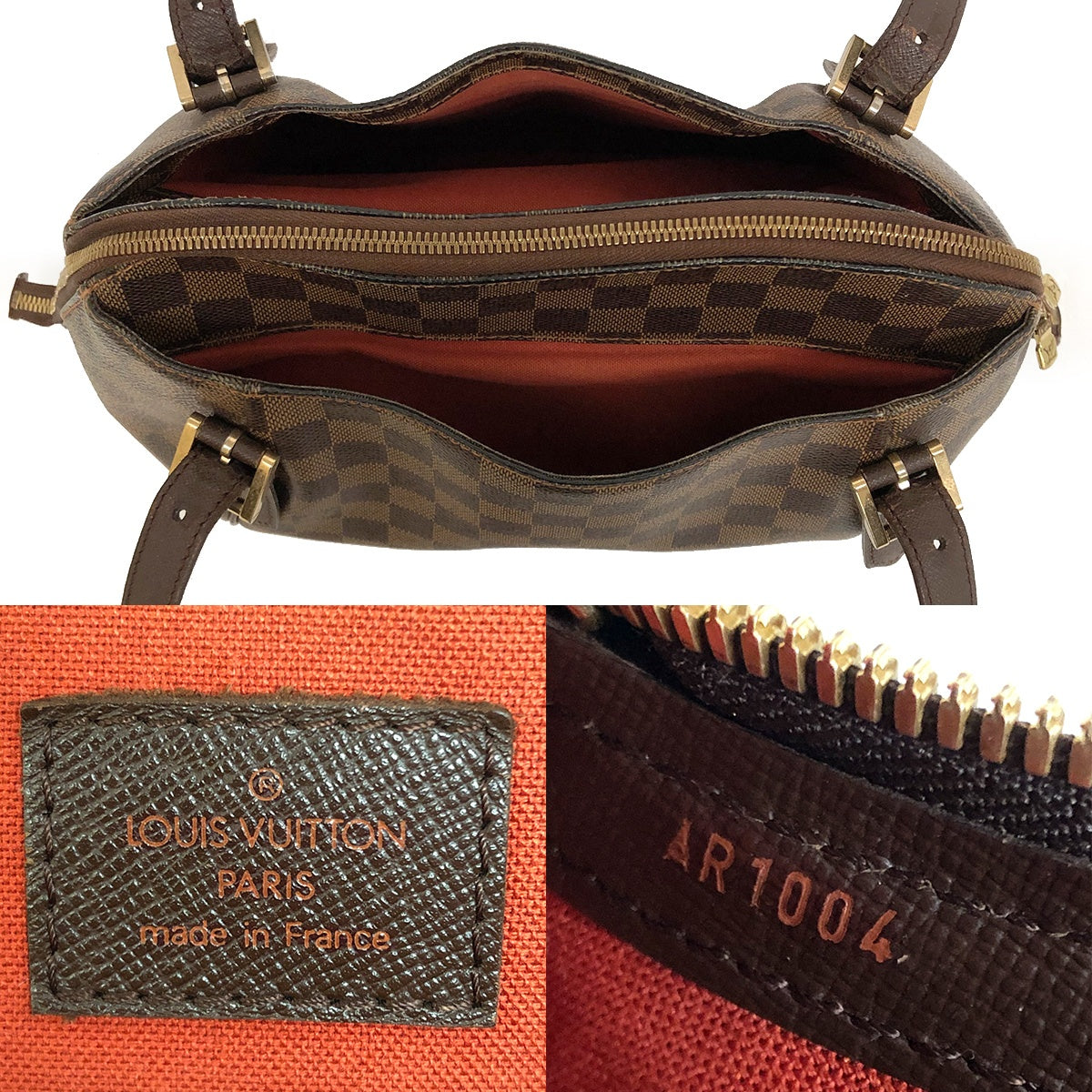 Louis Vuitton N51174 Belem MM Shoulder Bag in Damier Canvas/Leather Brown