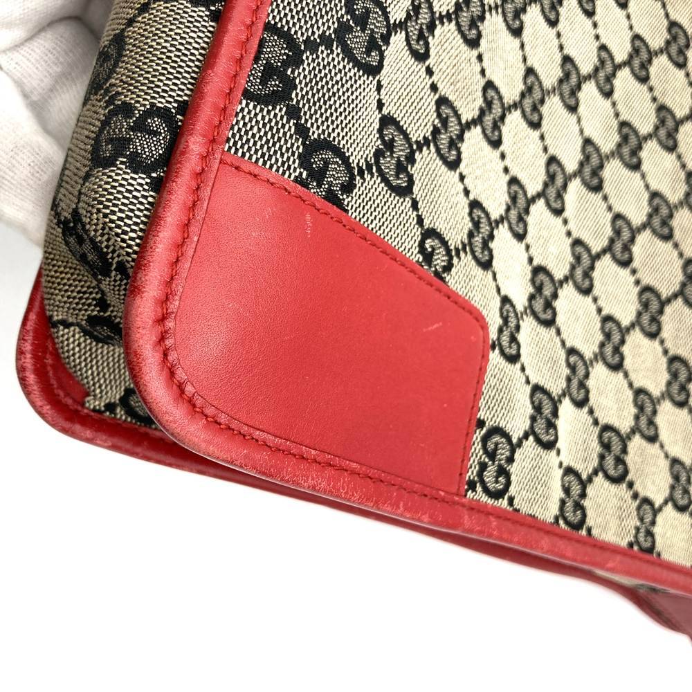Gucci 001 4205 Shoulder Bag Brown/Red Brown/GG Canvas/Leather Brand Item Used