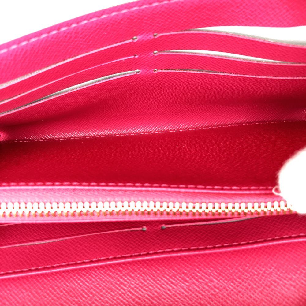 Louis Vuitton Portefeuille Sarah N45296, a cute bifold long wallet with flower studs, made of Damier Azur canvas in beige/pink.