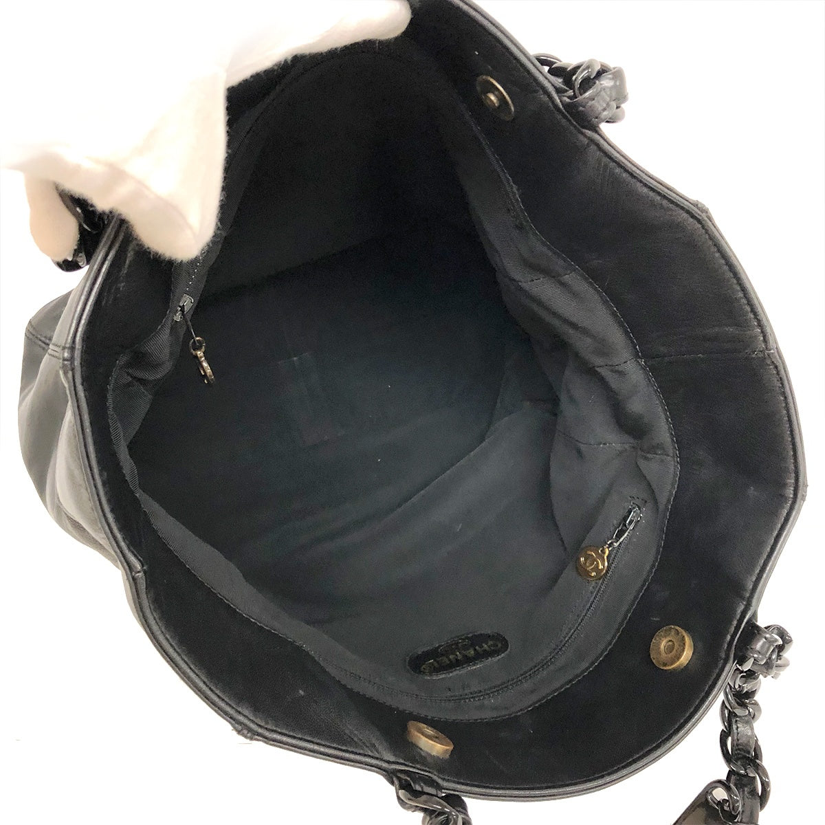 Chanel Coco Mark Plastic Chain Tote Bag Shoulder Bag Tote Bag Lambskin/Plastic Black Women's