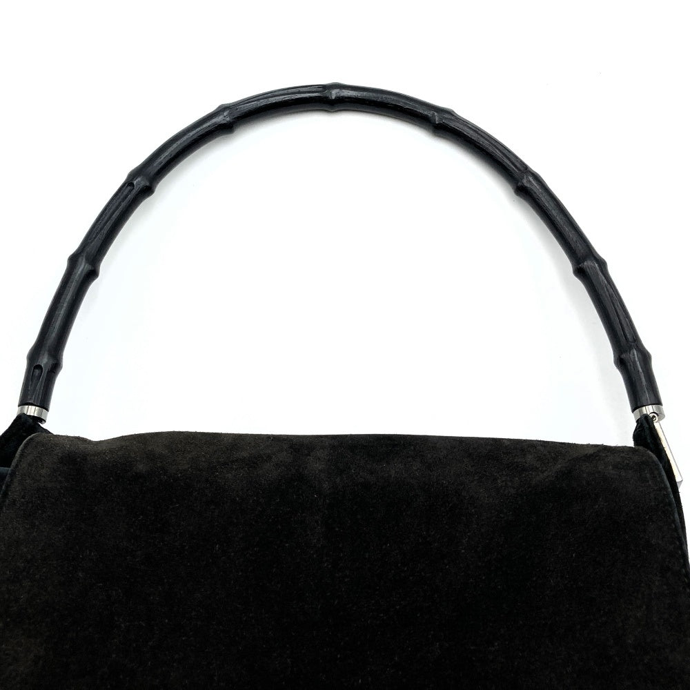 Gucci handbag shoulder bag one shoulder bamboo suede black