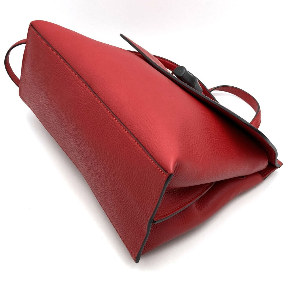 Gucci 392013 Handbag/Shoulder Bag 2-Way Bamboo Red Leather
