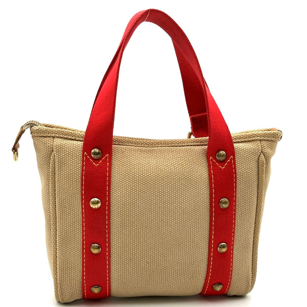 Louis Vuitton M40038 Antigua Cabas PM Handbag Canvas Beige x Red