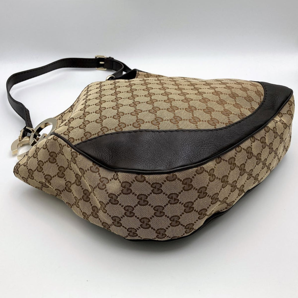 Gucci 203503 Charlotte Shoulder Bag in GG Canvas and Leather, Brown