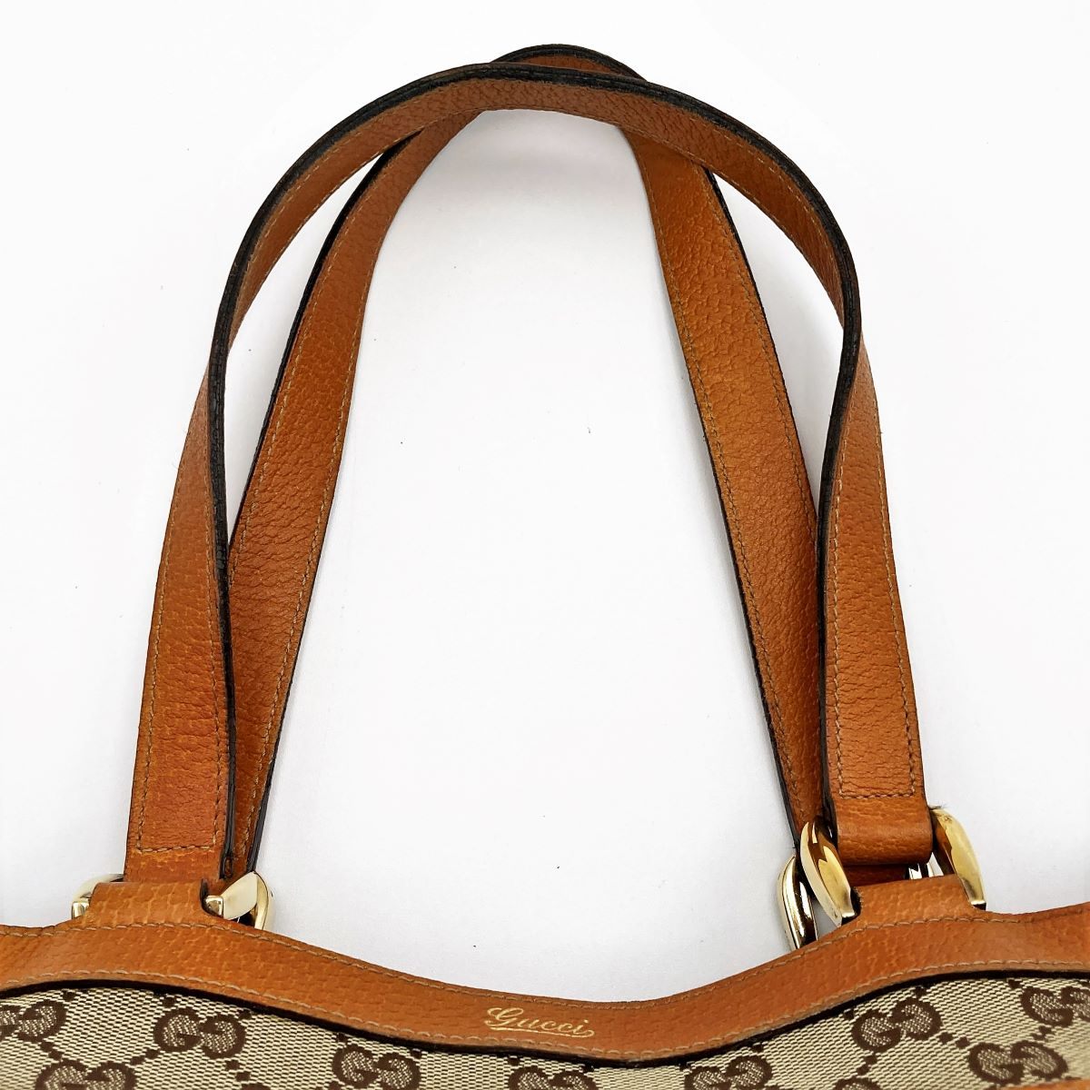 Gucci 146247 Tote Bag GG Canvas Leather Brown Beige