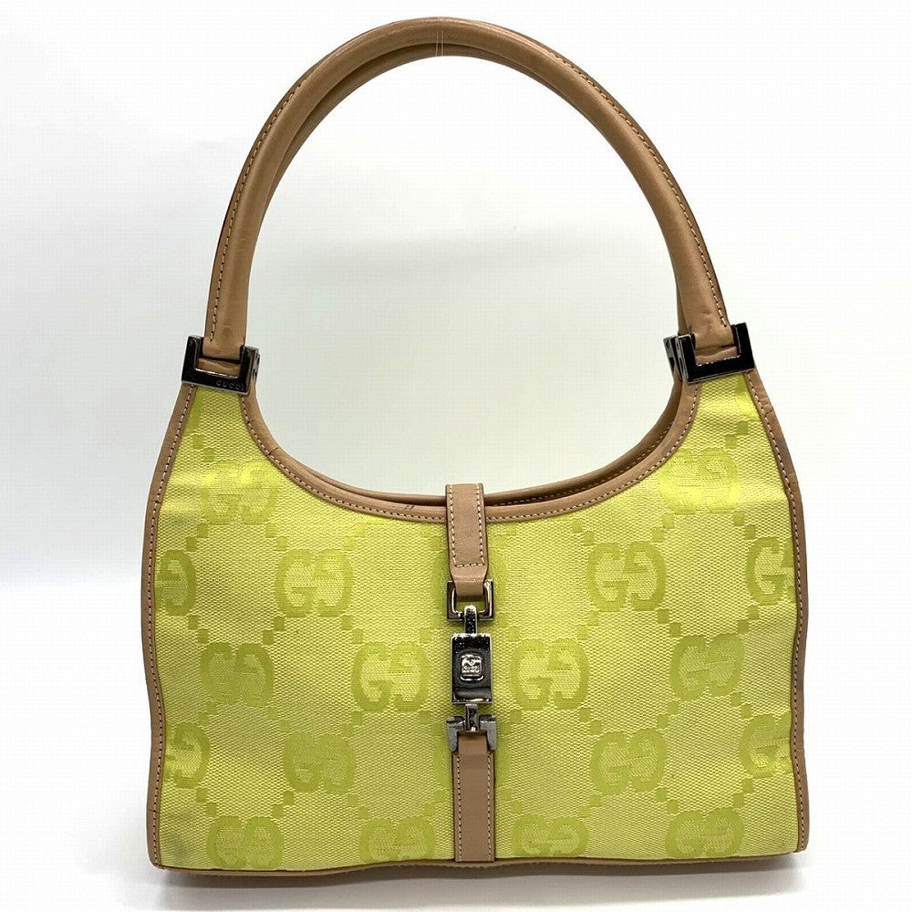 Pre-owned Gucci 002 1068 Jackie Shoulder Bag, Mini Bag, Slim, Yellow/Beige, GG Canvas and Leather.