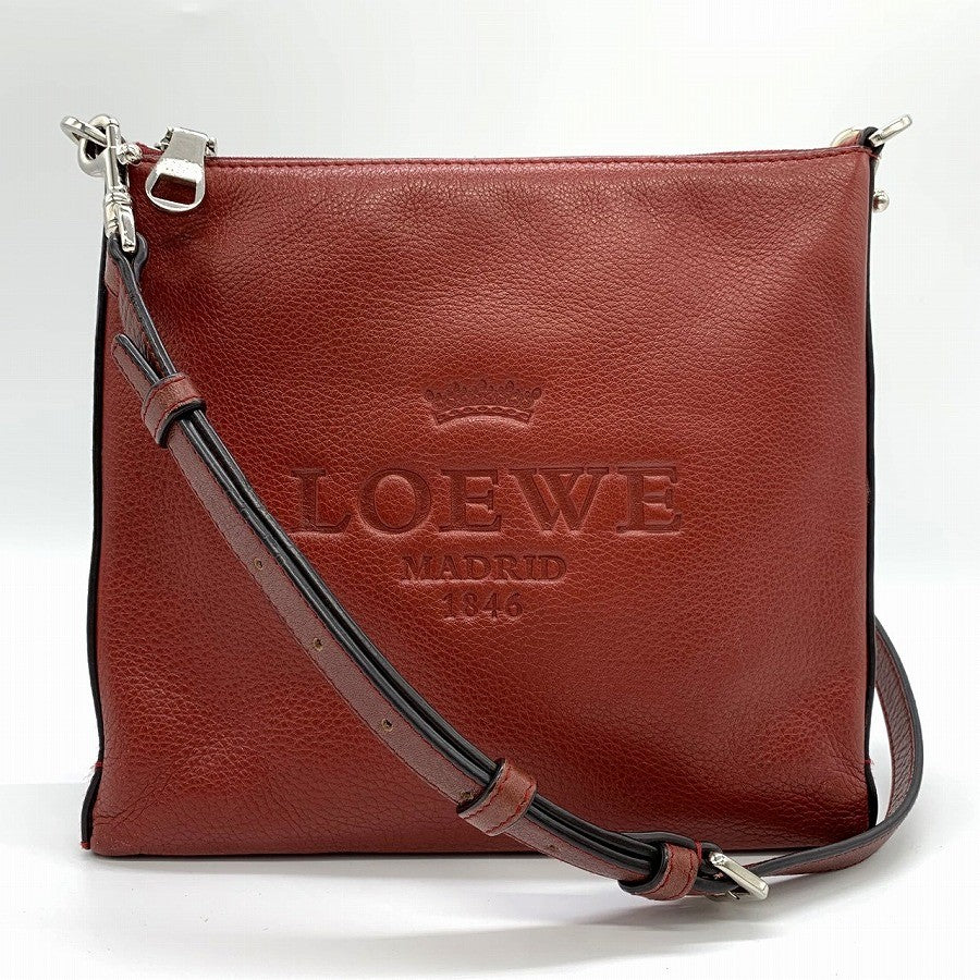 LOEWE Slim Shoulder Bag Heritage Leather Red 061005