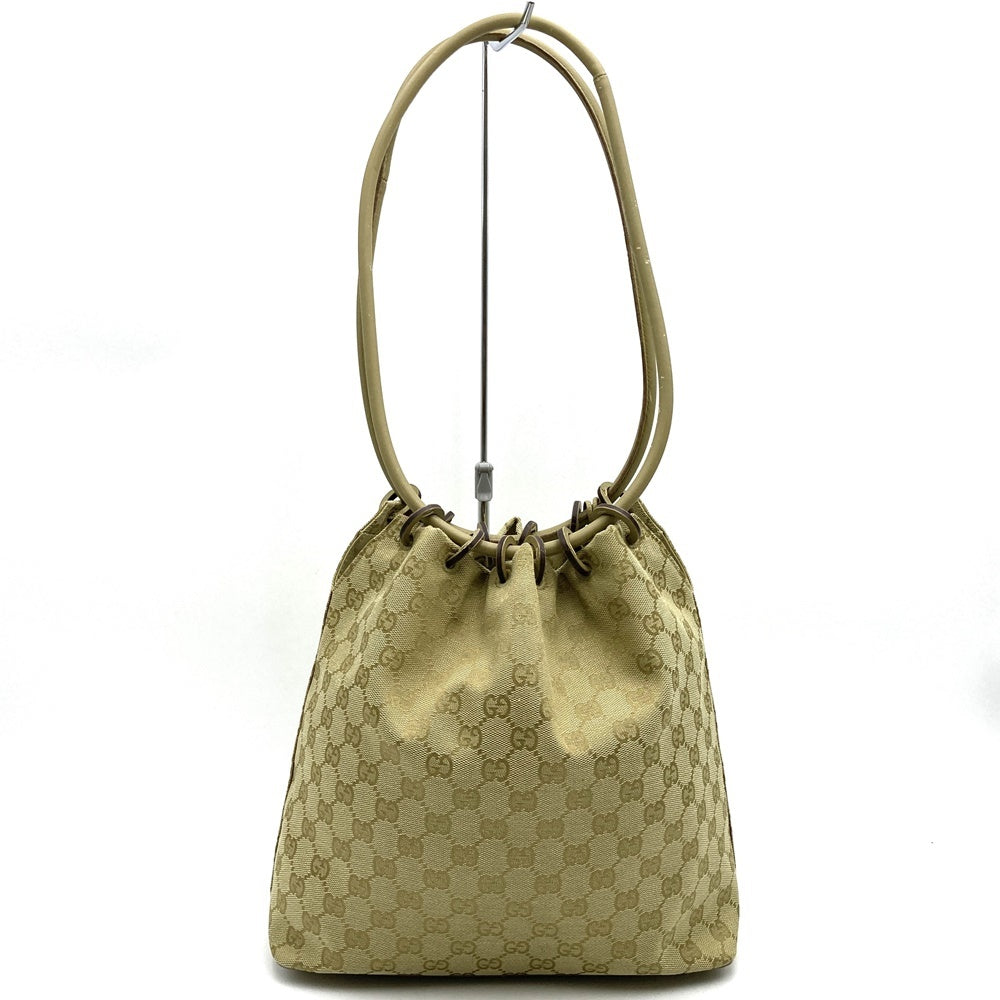 Gucci 90644 Shoulder Bag with Pouch, Beige GG Canvas with Gold Hardware