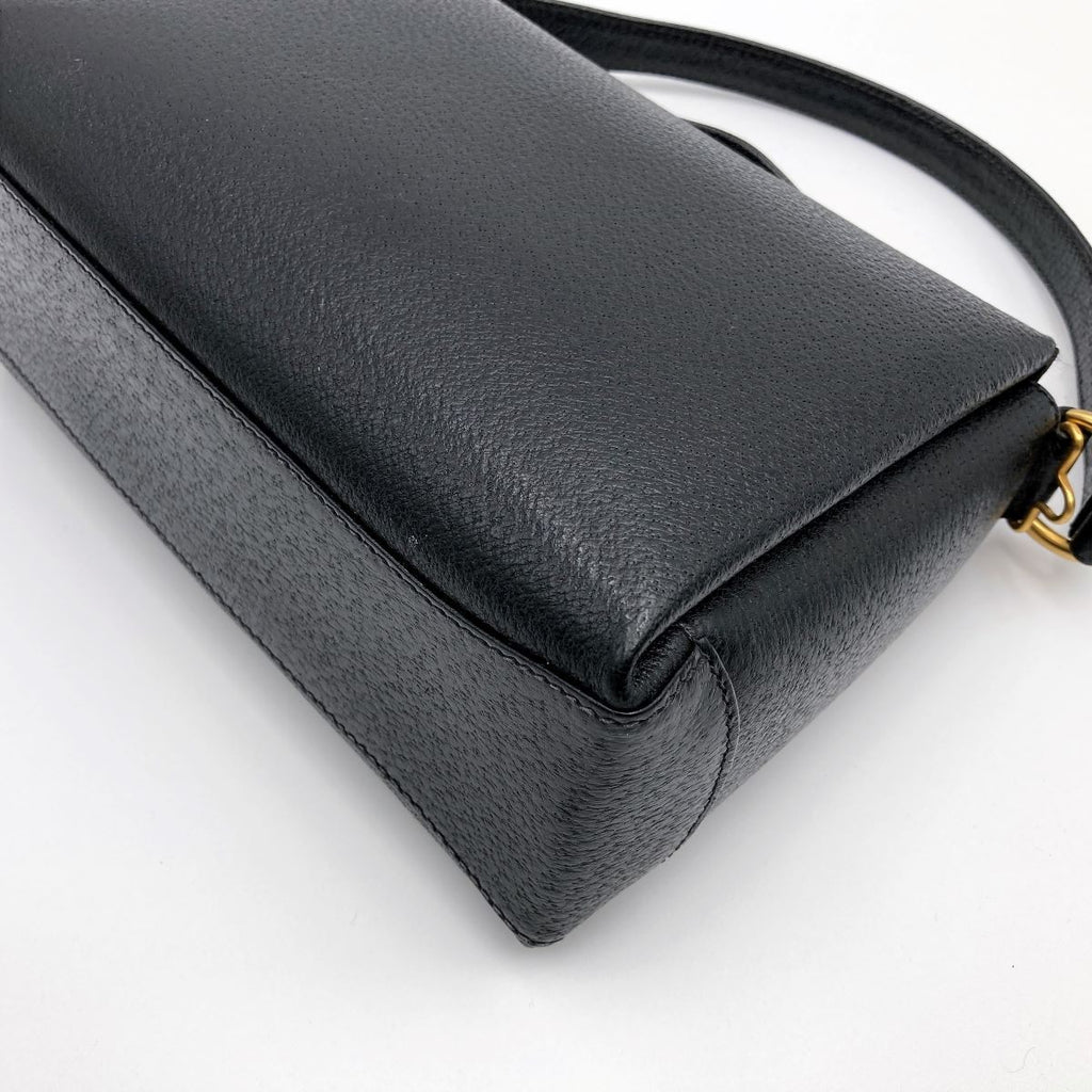Gucci 000 2046 Bamboo Turnlock Handbag in Old Gucci Leather and Black
