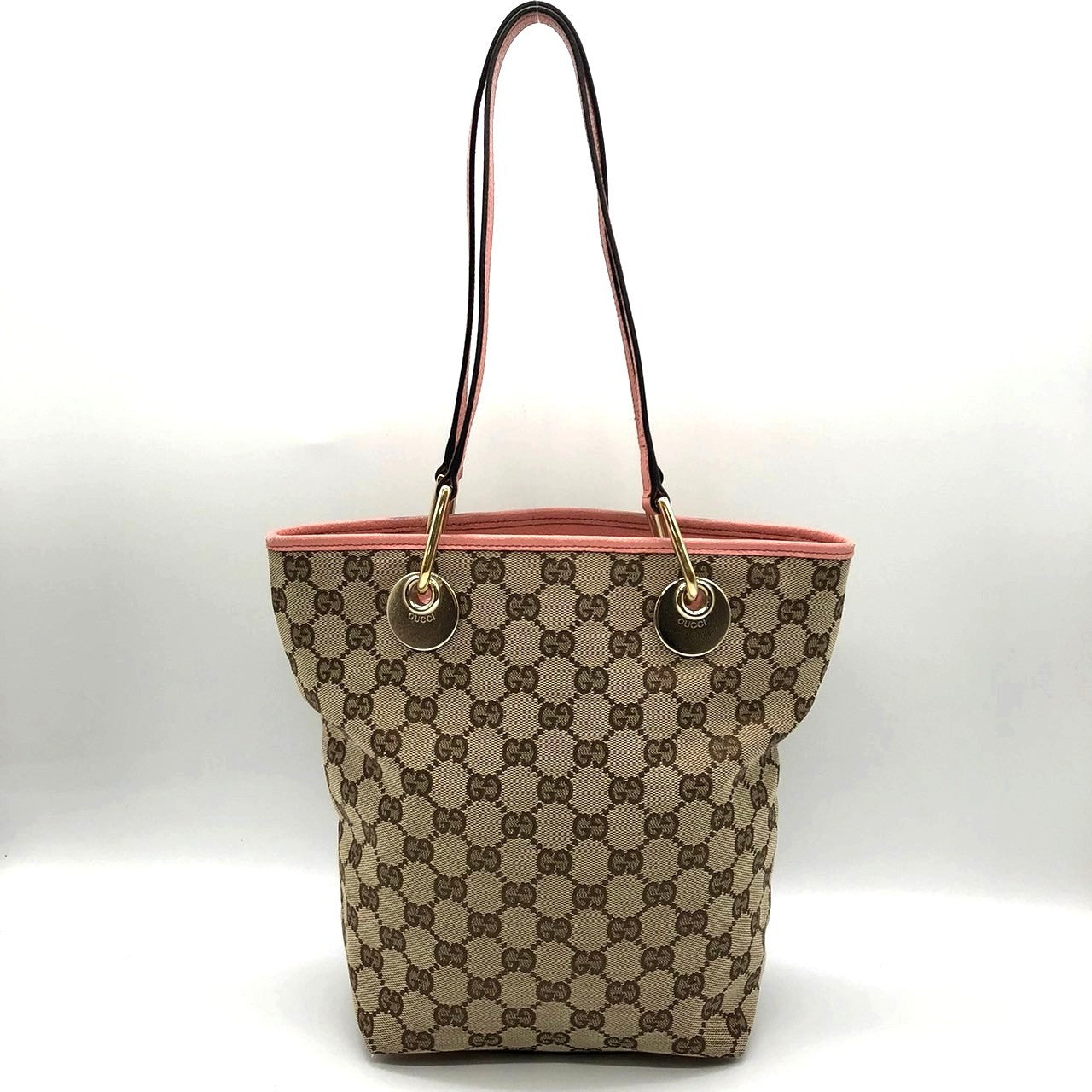 Gucci 120840 Tote Bag in Beige/Pink GG Canvas/Leather
