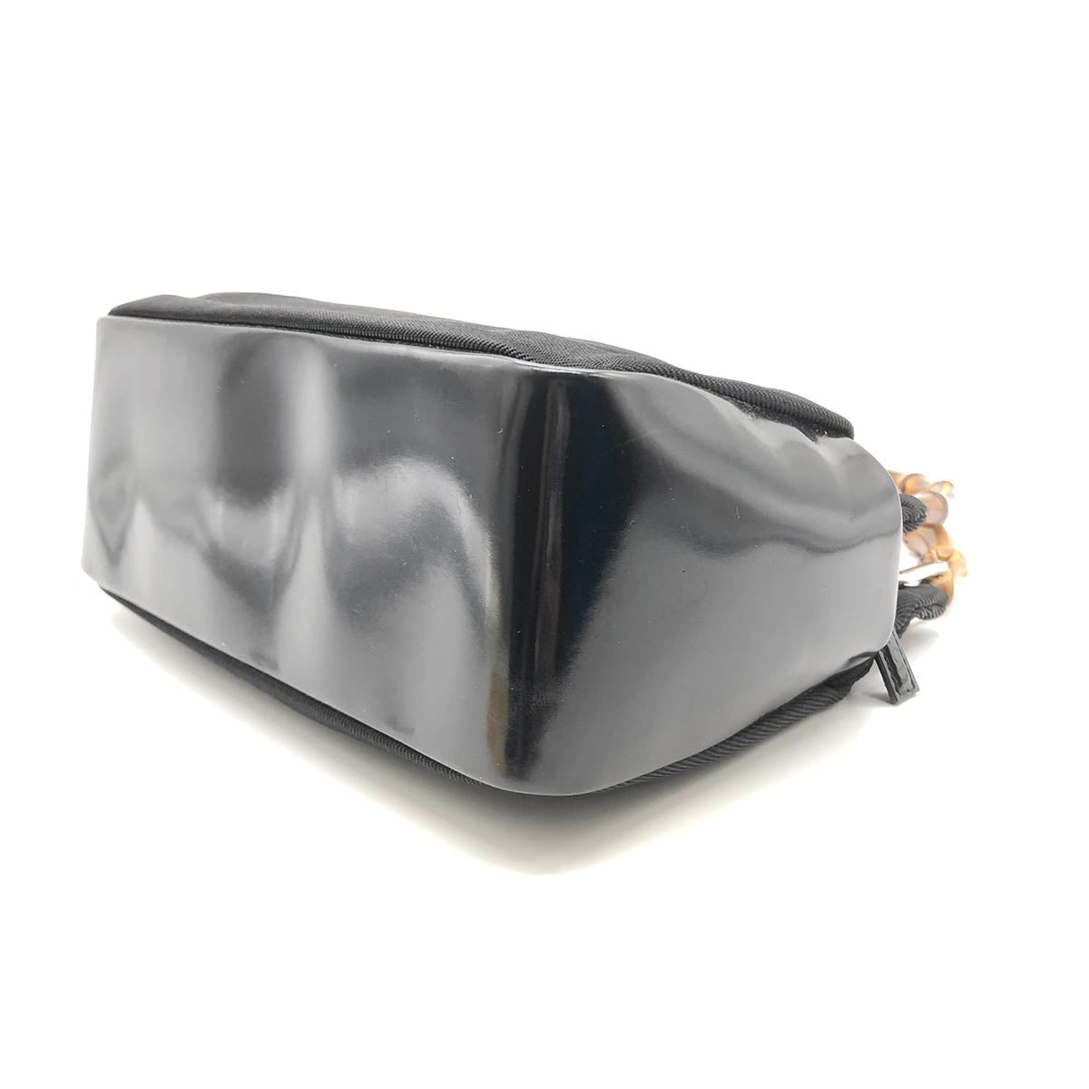 Gucci 0001014 Handbag Bamboo Old Gucci Nylon Leather Black