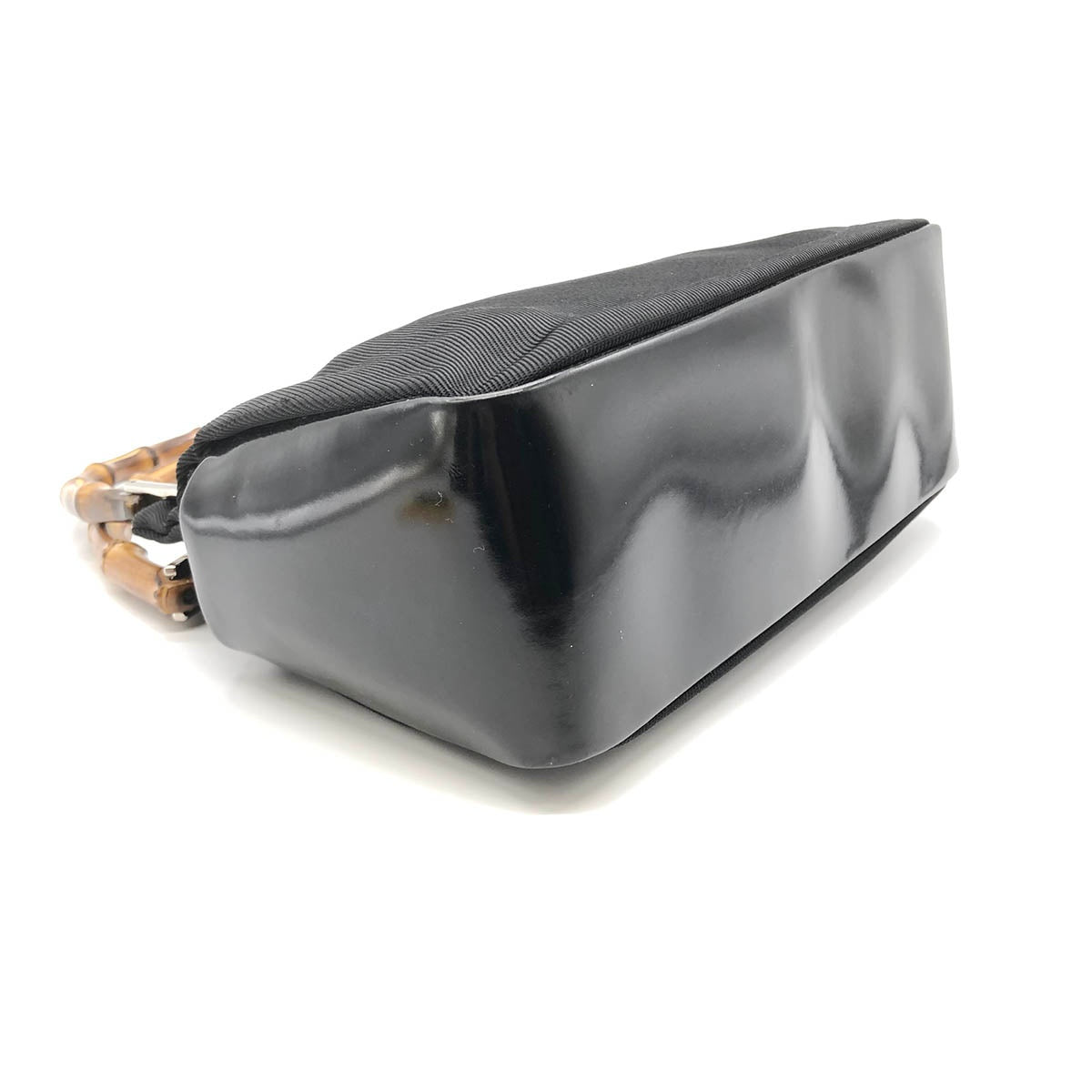 Gucci 0001014 Handbag Bamboo Old Gucci Nylon Leather Black