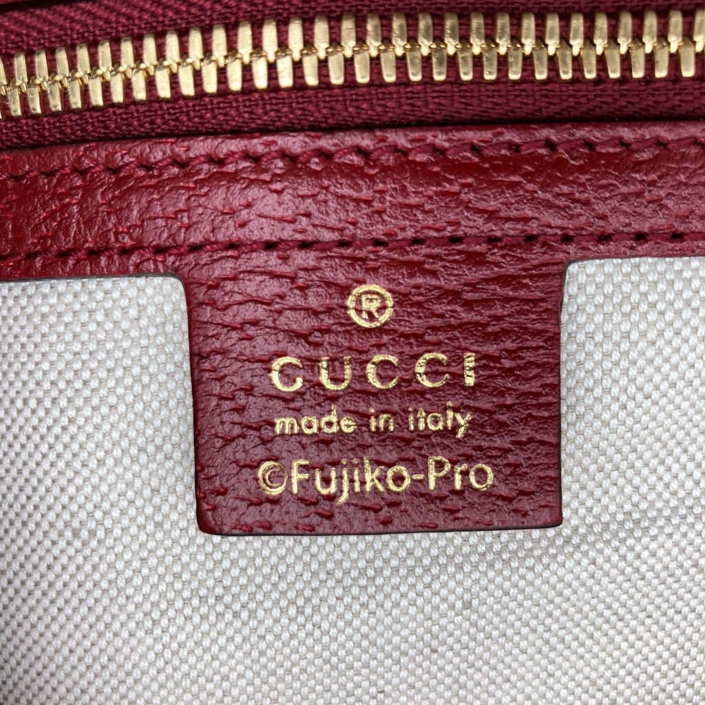 Gucci 647816 Doraemon Collaboration Backpack Mini GG Supreme PVC x Leather Brown Red