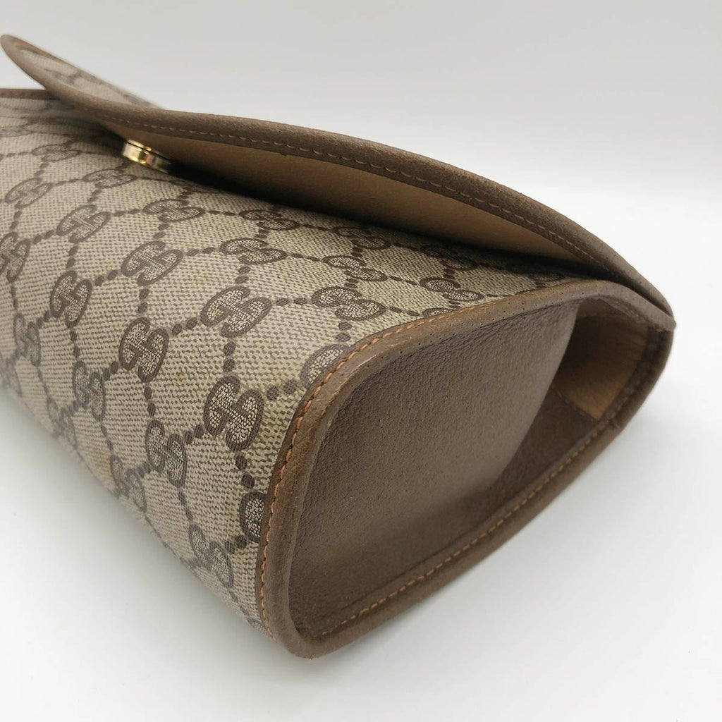 Gucci 89 01 030 clutch bag, old Gucci Sherry line, GG Supreme, brown