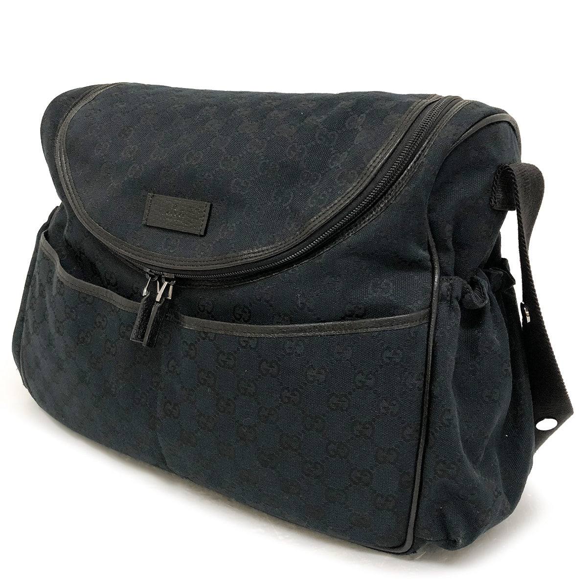 Gucci Mother's Bag, Shoulder Bag, Mom Bag, Black GG Canvas, Stylish, Convenient Pocket, Brand Name 123326