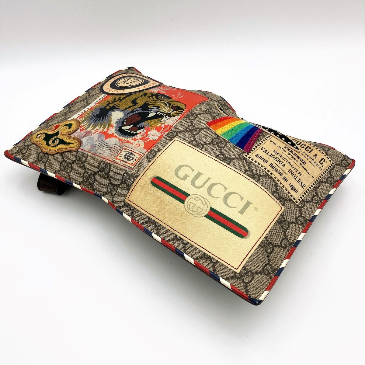 Gucci 473915 Courier Clutch Bag with GG Supreme Multi-Patch PVC in Multicolor