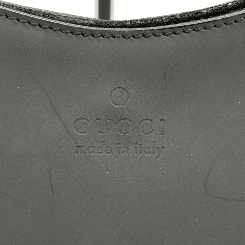 Gucci 001 3739 One-Shoulder Leather/Bamboo Shoulder Bag in Black/Red