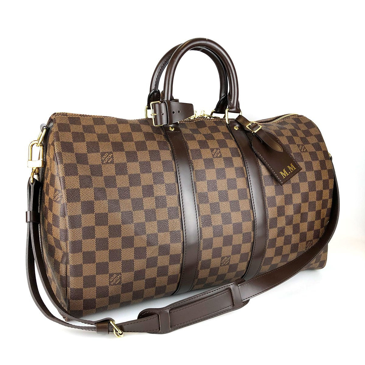 Louis Vuitton Keepall Bandouliere 45 N41428 Boston/Shoulder Bag, 2-Way, Damier Canvas/Leather, Damier Ebene Brown, Travel Bag, Unisex, Women's/Men's